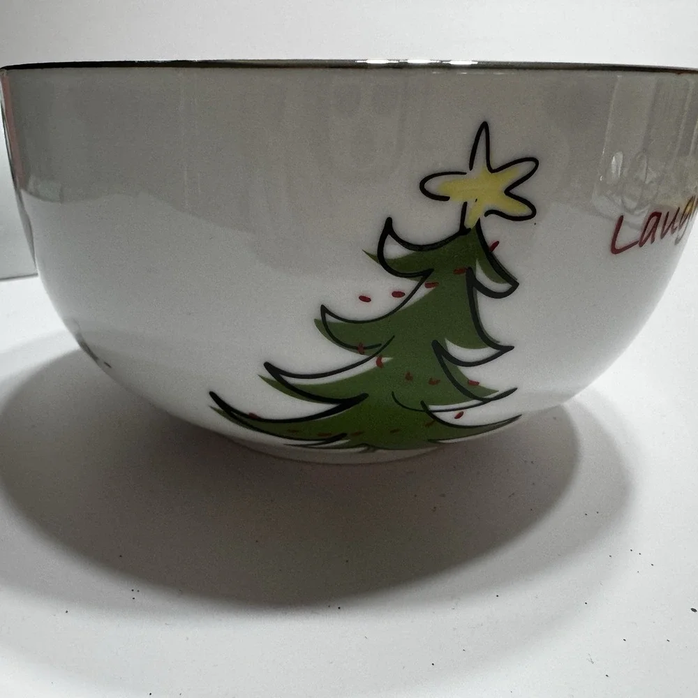 Studio JCPenny Bowls Jingle Santa's Christmas Bowls Set of 2 Dashing Throw Snow